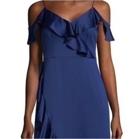 Aidan Mattox navy blue satin evening gown / prom dress size 4 - Picture 3 of 15